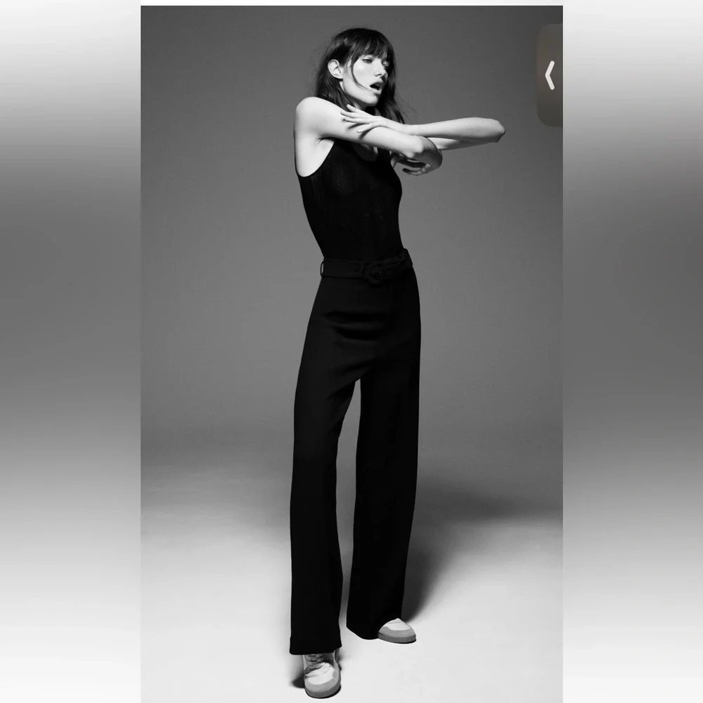 Zara belted black pants Small - Picture 1 of 6